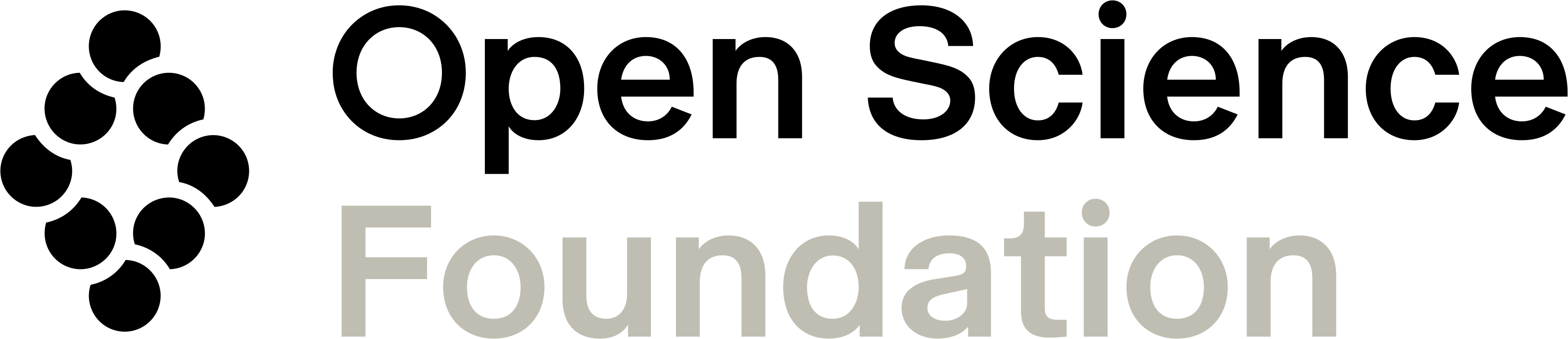 The Open Science Foundation logo: a mark of overlapping dots beside the words Open Science in black and Foundation in gray.