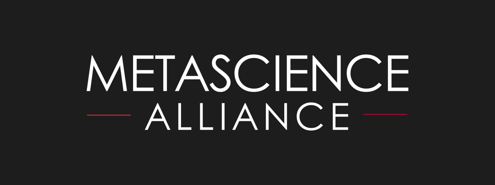 The Metascience Alliance wordmark: white lettering on a black field, the word ALLIANCE flanked by two red rules.